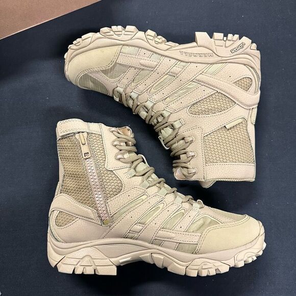 New Merrell Moab 2 8" Tactical Waterproof Combat Boots Coyote Khaki 8 - Picture 4 of 6